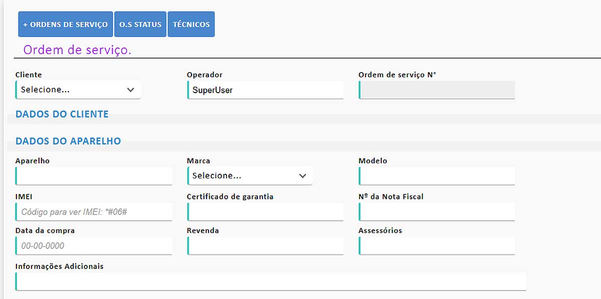 Modelo de Ordem de serviço de conserto de celular